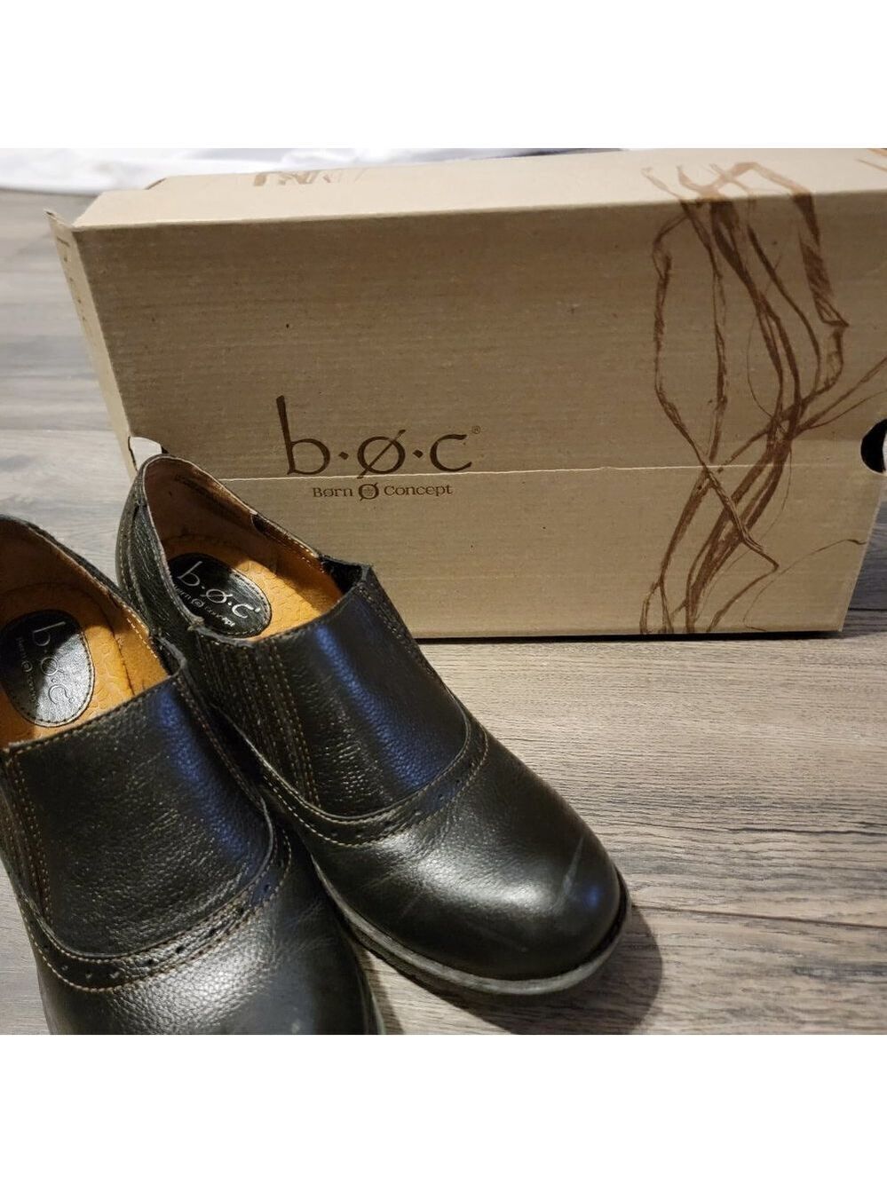 B.o.c Sorla Block Heel Black Pebble Leather Slip on Stretch Ankle Booties. - Picture 1 of 6